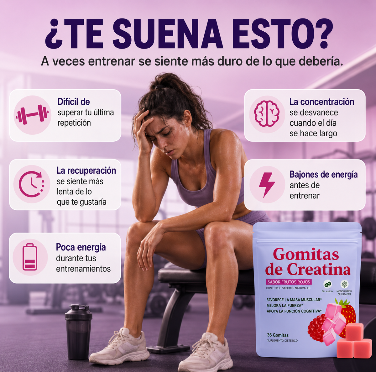 Suplemento de creatina en gomitas – 36 unidades