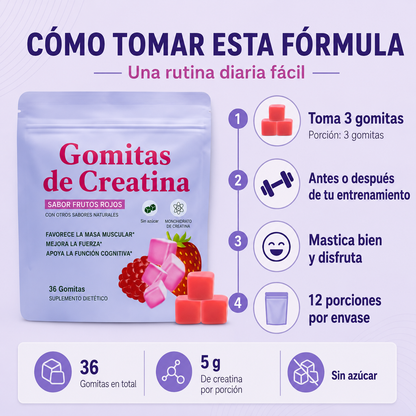 Suplemento de creatina en gomitas – 36 unidades